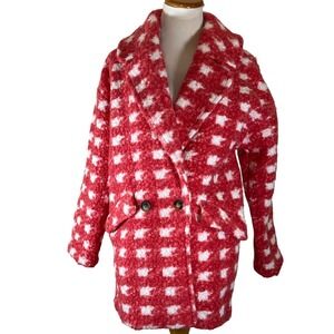 Pink & White Checkerboard Women's Coat - Size‎ Small